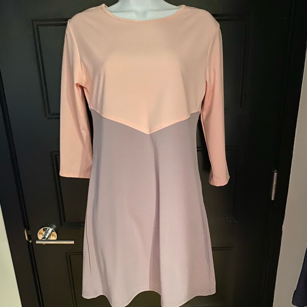 Peach and Gray Dress with  3/4 sleeves